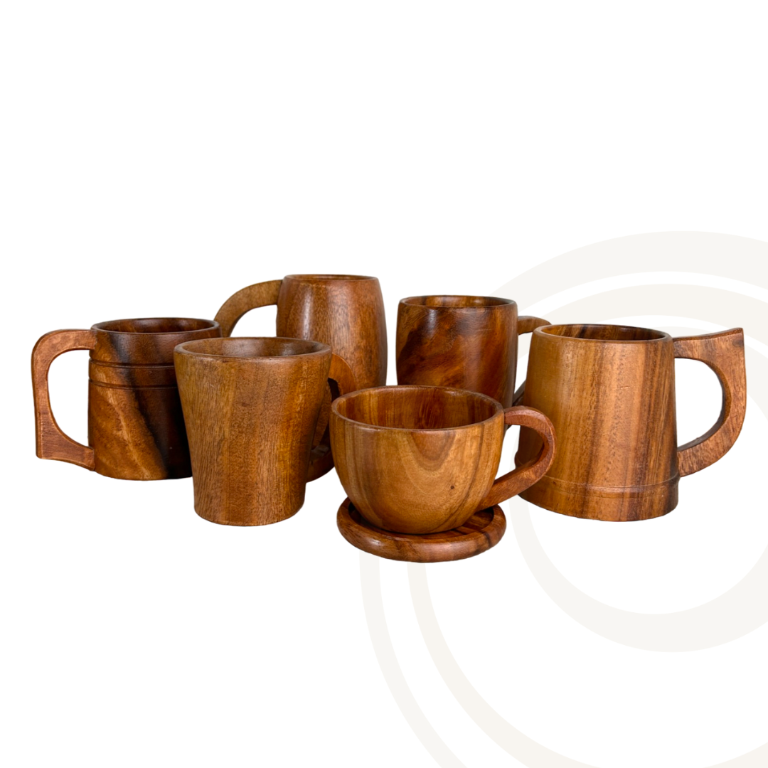 Acacia Wood Cup Set