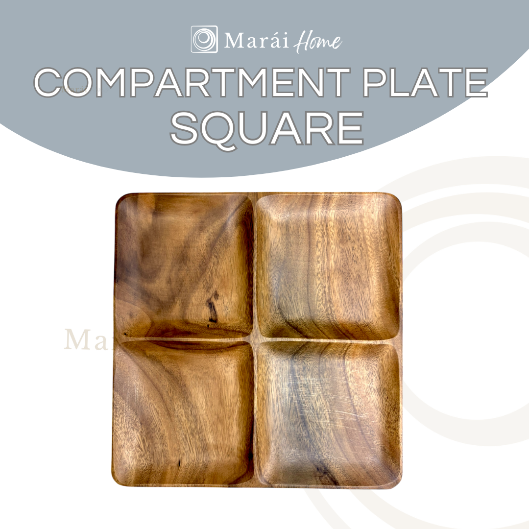 4-Compartment Square Plate 12 inches